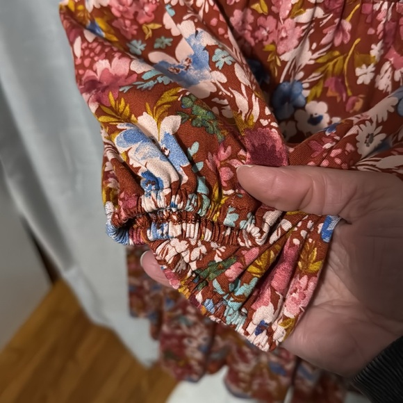 NWT Time & Tru Dress-Sz XS (0-2)-Long Sleeve Floral-Pinks/Blues/Maroon-V Neck - Picture 7 of 15
